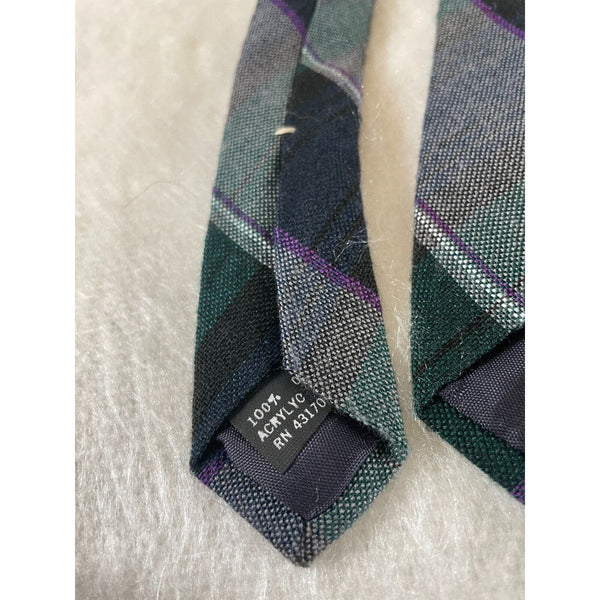 Vintage Mens Tie by Surrey Blue Green Wide Stripes